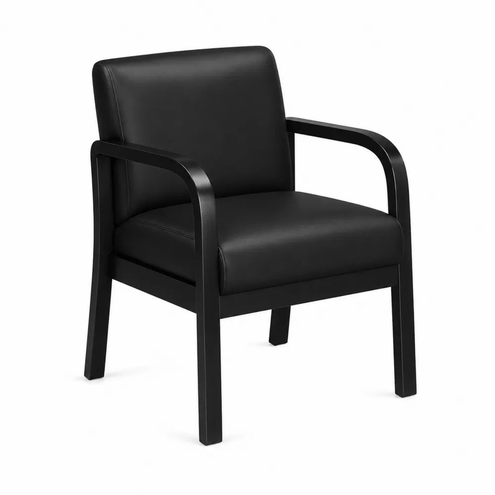 Sedia in Similpelle Nera con Struttura in Legno