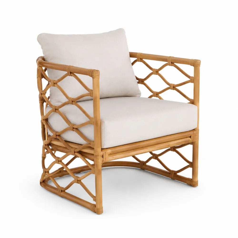 Poltrona in Rattan con Cuscini in Cotone