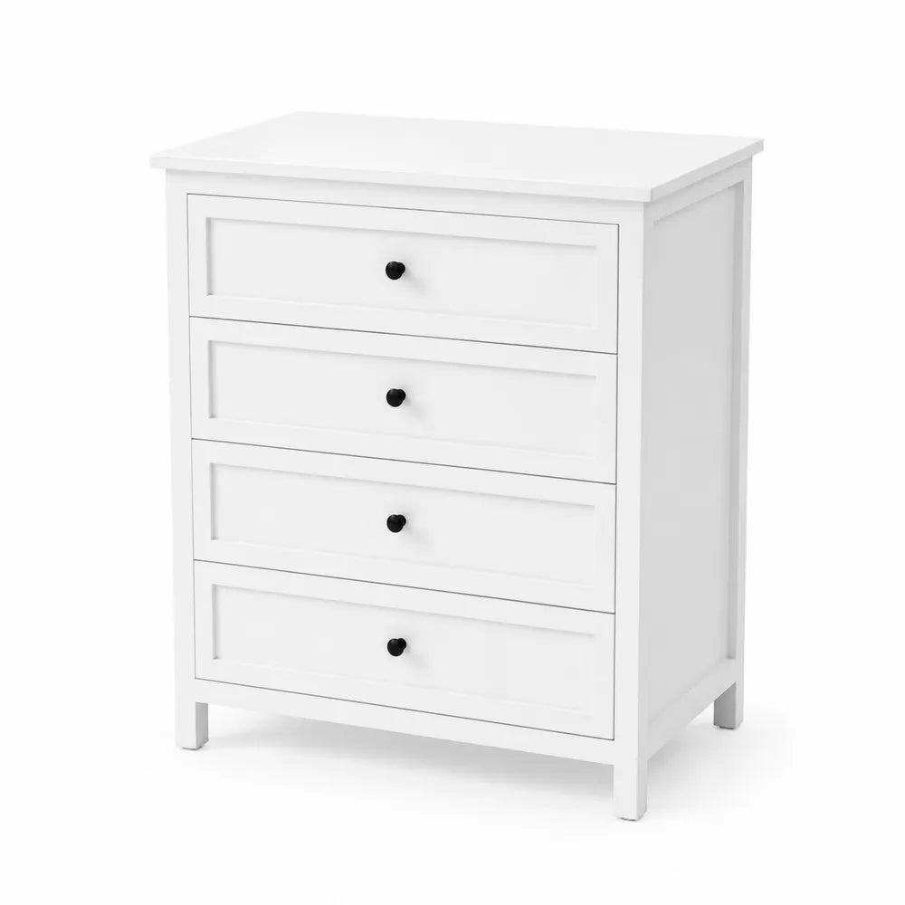 Cassettiera in Legno MDF con 4 Cassetti Bianco