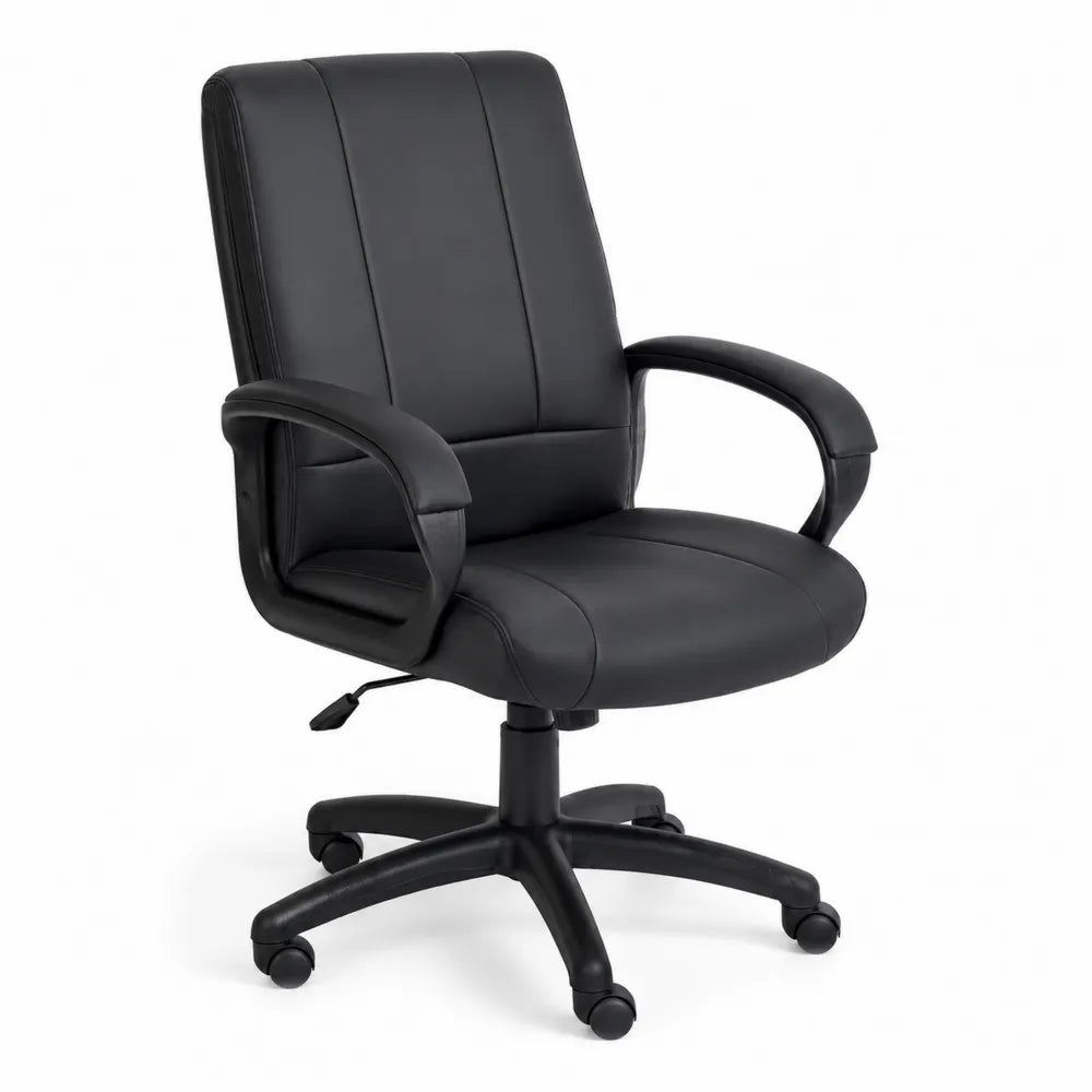 Sedia girevole in pelle nera