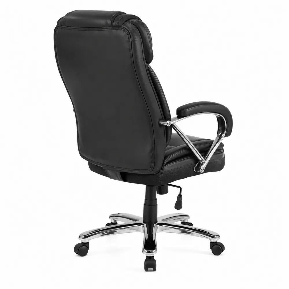 Sedia da Ufficio in Finta Pelle con Base in Metallo Cromato