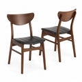 Set di 2 Sedie in Legno e Similpelle Nera